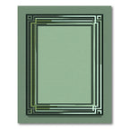 Green Black Geometric Border Rectangular Rug