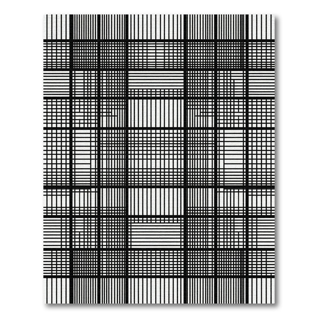 Chunky Black White Grid Squares Rug