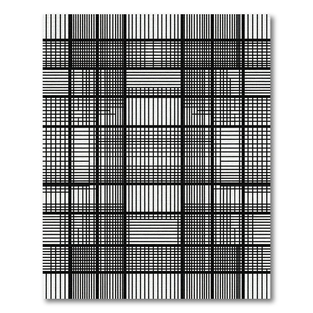 Chunky Black White Grid Squares Rug