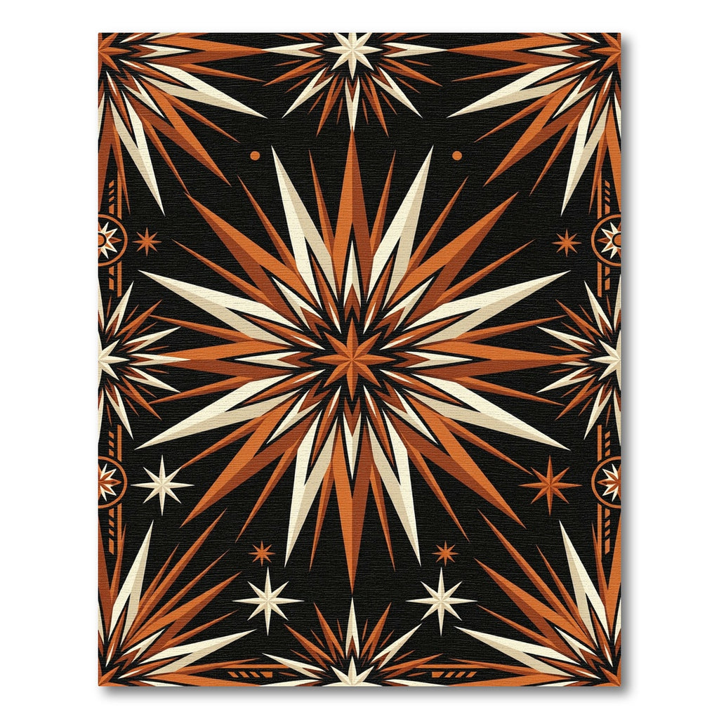 Geometric Copper Radiant Starburst Art Rug