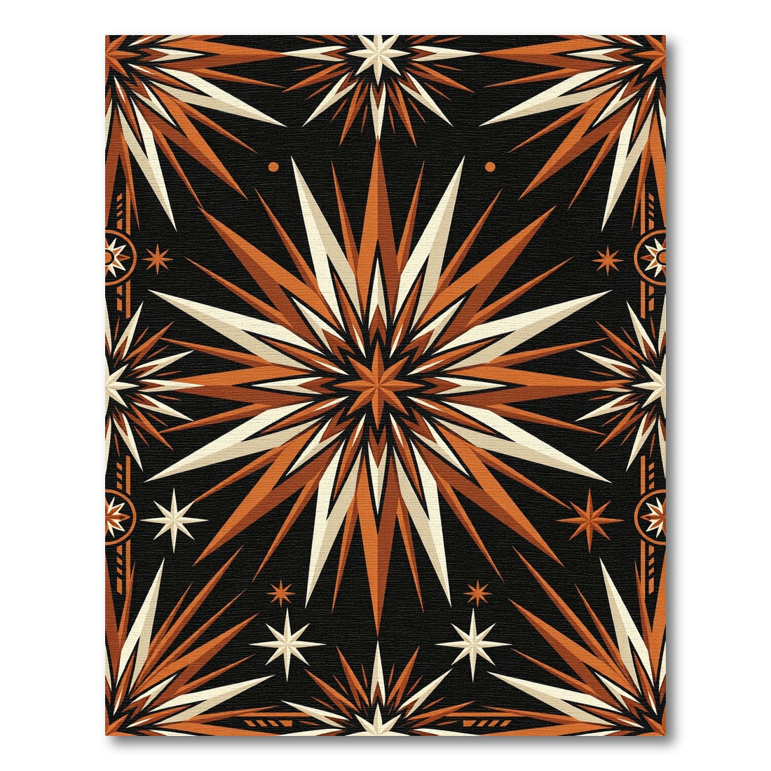 Geometric Copper Radiant Starburst Art Rug