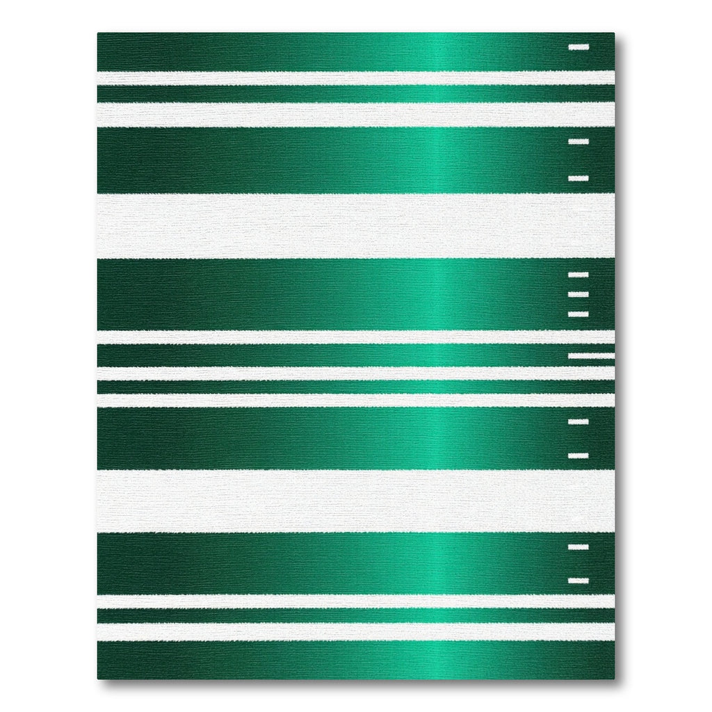 Modern Emerald Green and White Striped Rug