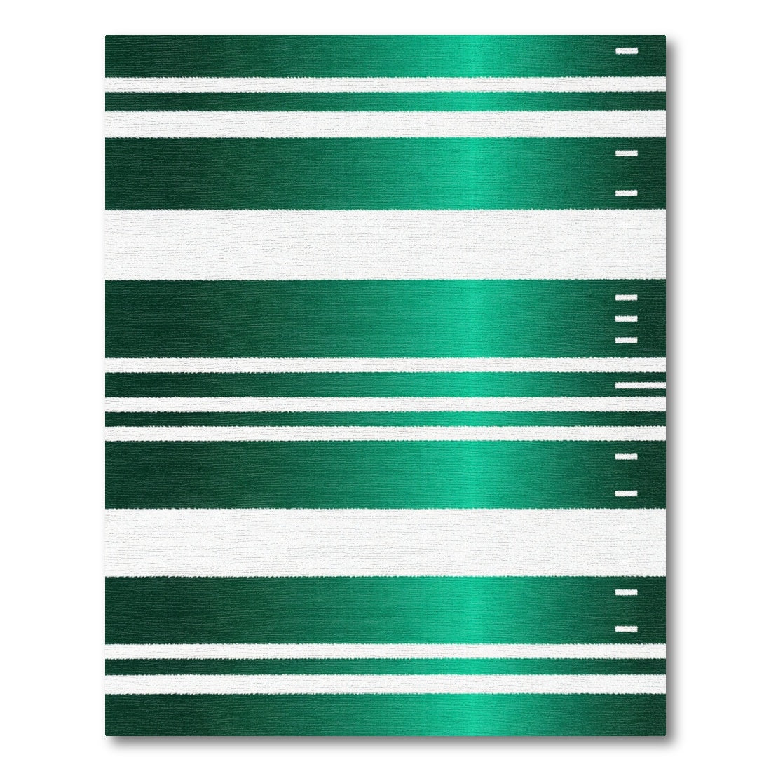 Modern Emerald Green and White Striped Rug