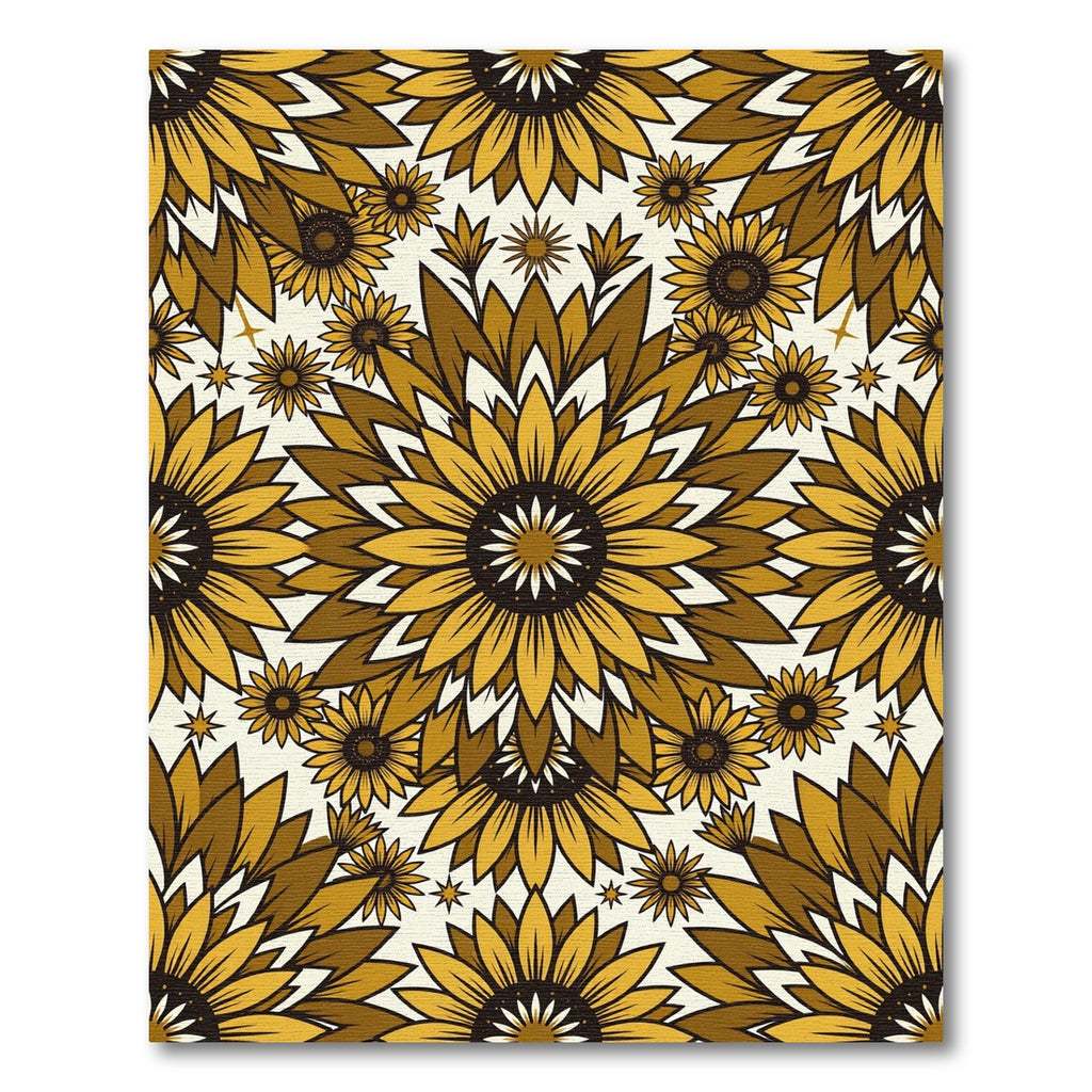 Golden Sunflower Bloom Medallion Rug
