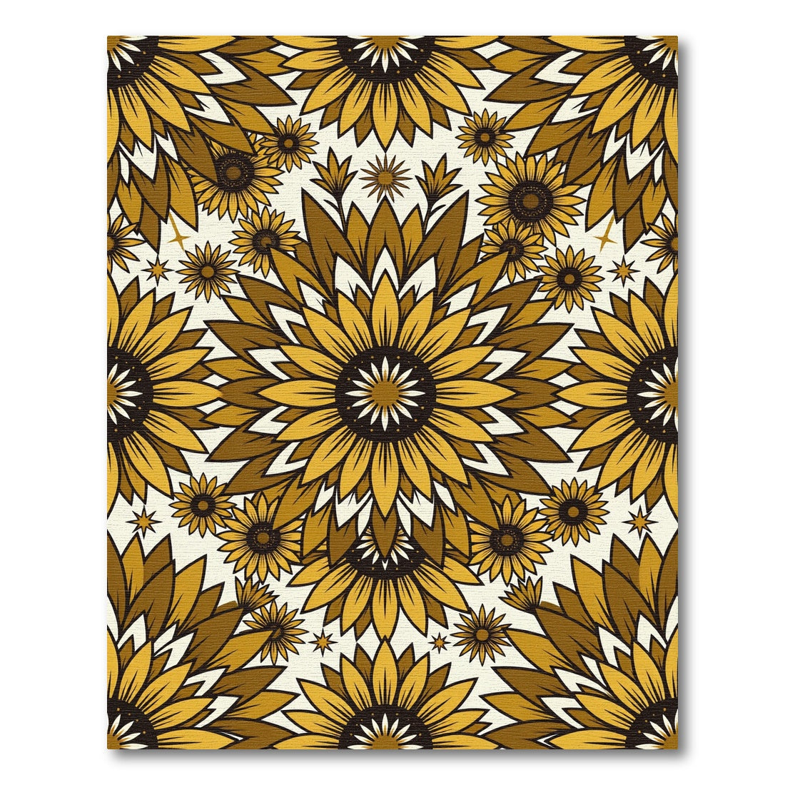 Golden Sunflower Bloom Medallion Rug
