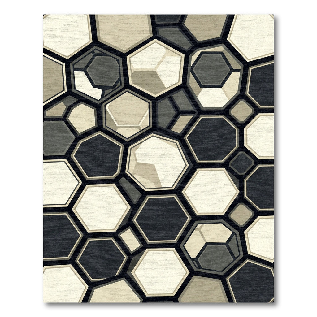 Sophisticated Monochrome Geometric Hexagon Area Rug