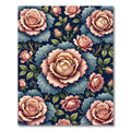 Romantic Pink Rose Dark Floral Rug