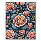 Romantic Pink Rose Dark Floral Rug