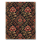 Ornate Crimson Floral Botanical Scroll Rug