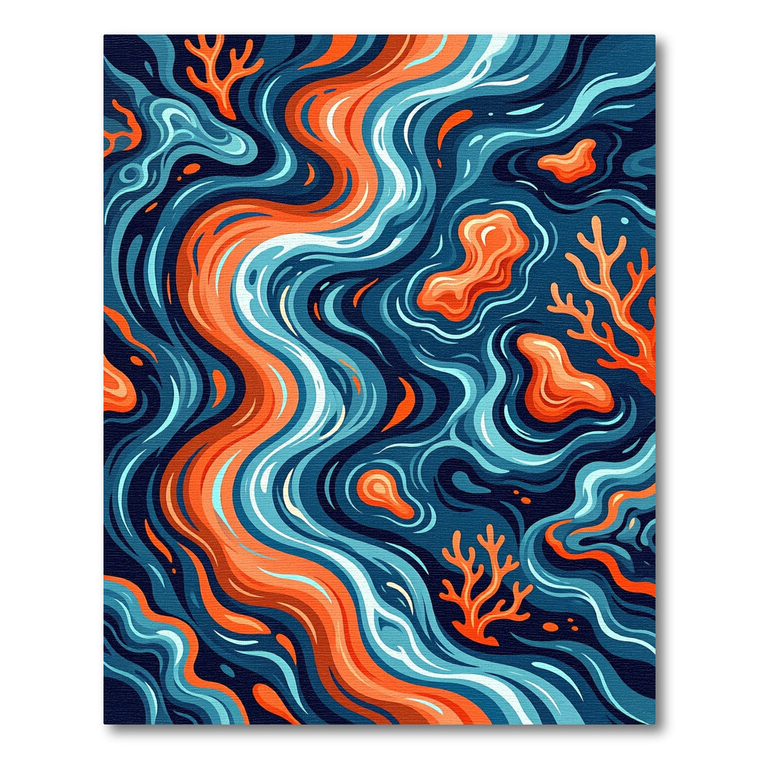 Abstract Swirling Coral Flow Ocean Wave Rug