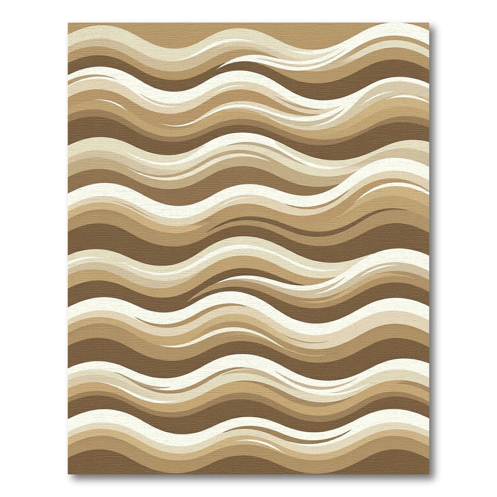 Abstract Brown Cream Wavy Ripple Rug