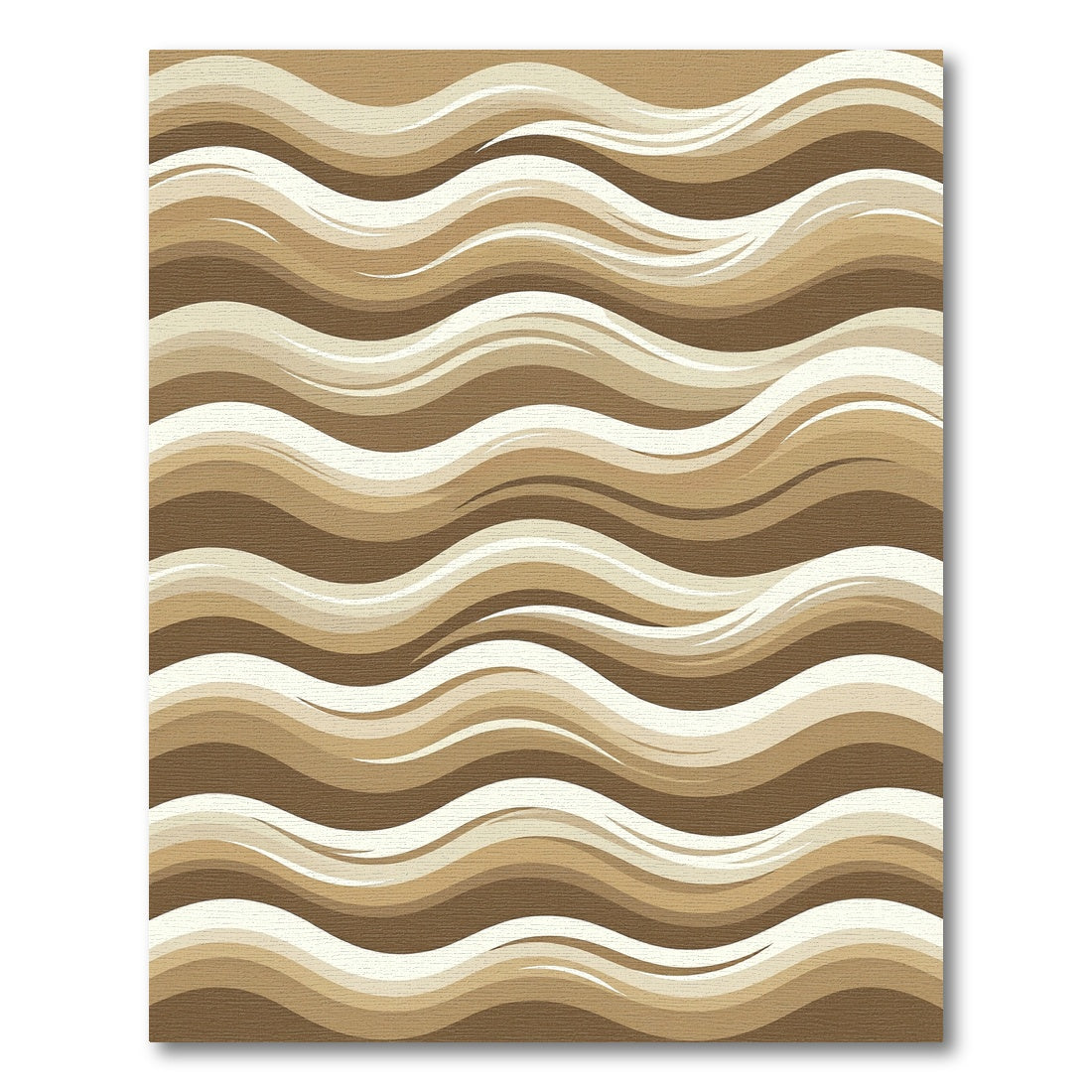 Abstract Brown Cream Wavy Ripple Rug