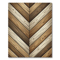 Chevron Earthy Tone Wood Plank Effect Rug
