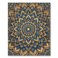 Golden Blue Floral Mandala Medallion Rug