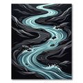 Dark Rocky River Abstract Flow Rug