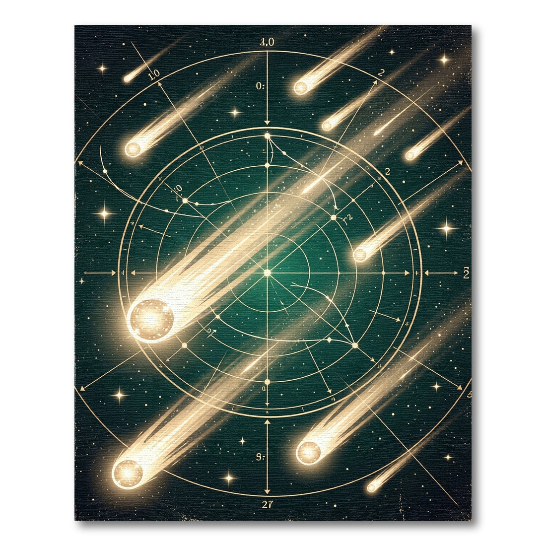 Celestial Gold Comet Midnight Starry Sky Rug
