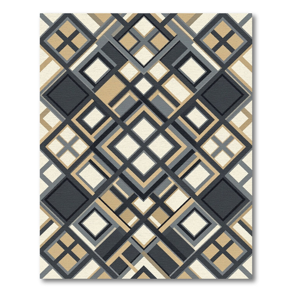 Sophisticated Cream Charcoal Geometric Diamond Rug