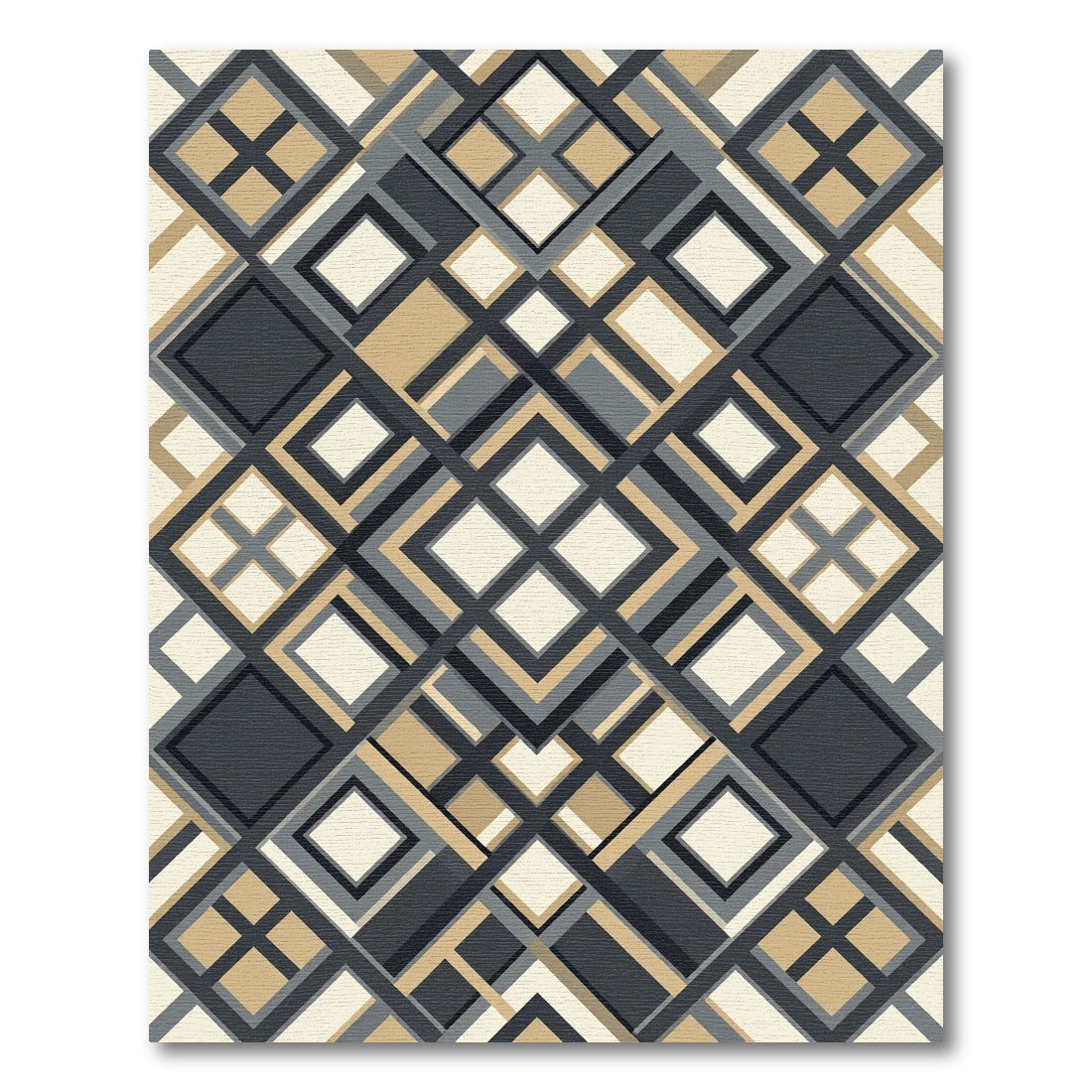Sophisticated Cream Charcoal Geometric Diamond Rug