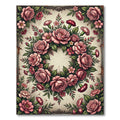 Vintage Blush Rose Floral Wreath Rug