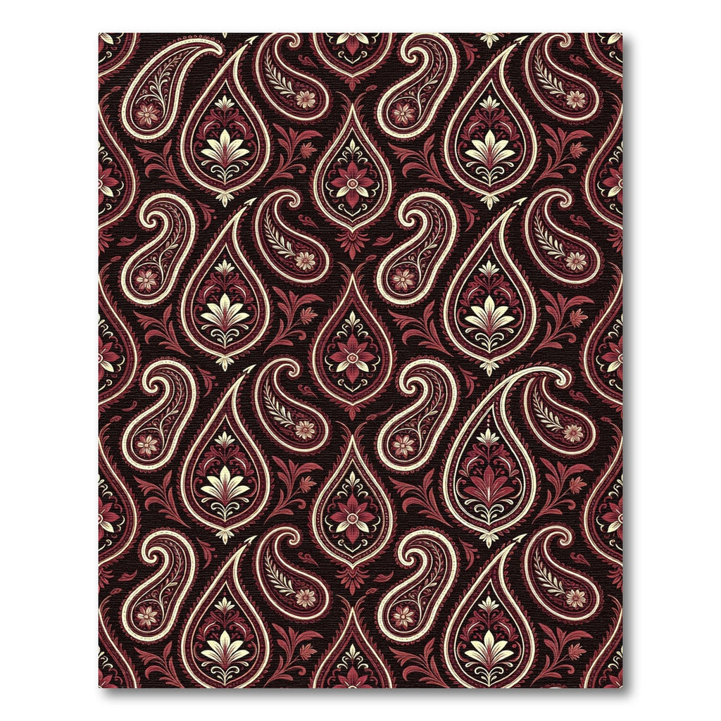 Deep Red Paisley Floral Medallion Rug