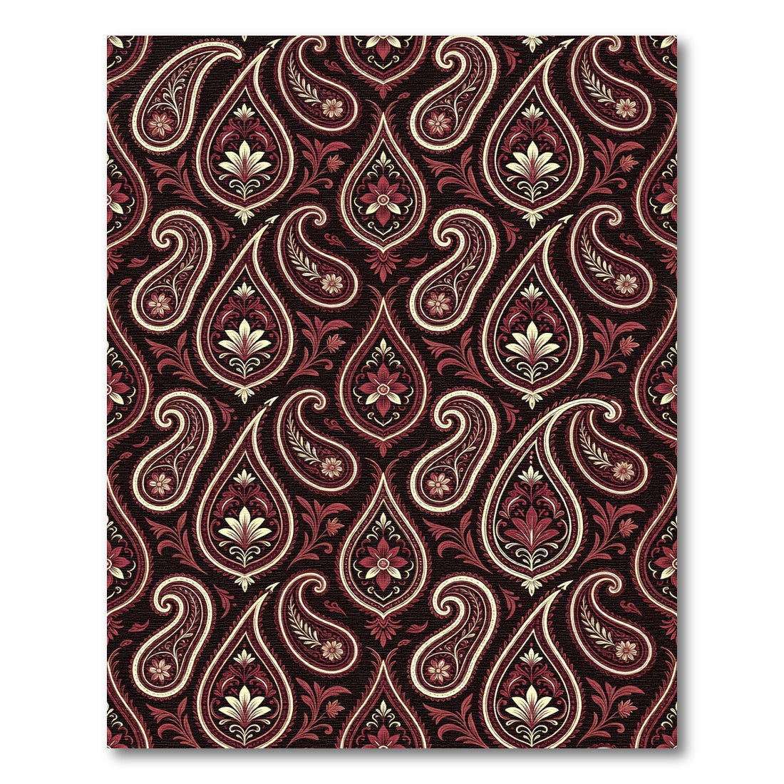Deep Red Paisley Floral Medallion Rug