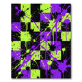 Neon Green and Purple Checkered Splatter Rug