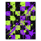 Neon Green and Purple Checkered Splatter Rug
