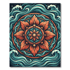 Earthy Orange Solar Bloom Oceanic Swirl Rug