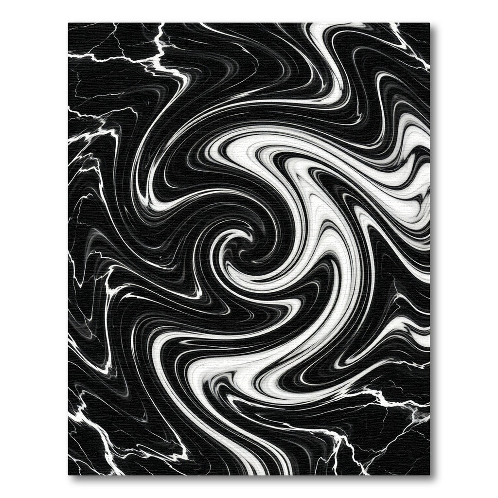 Black White Swirling Marbled Rug
