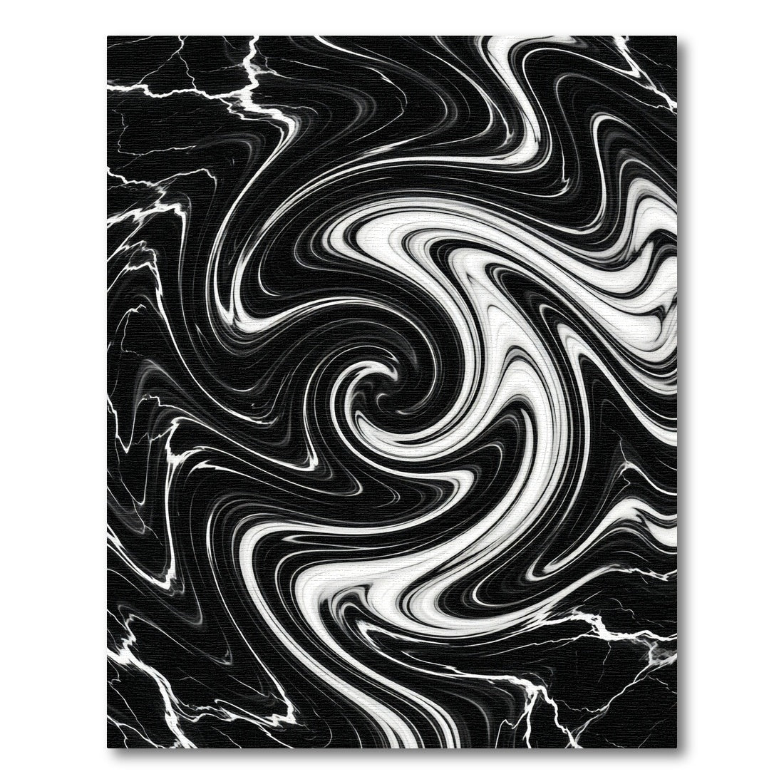 Black White Swirling Marbled Rug