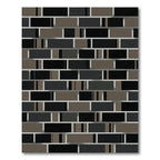 Modern Gray Black Brick Arrangement Rug