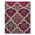 Burgundy Floral Damask Scalloped Medallion Rug
