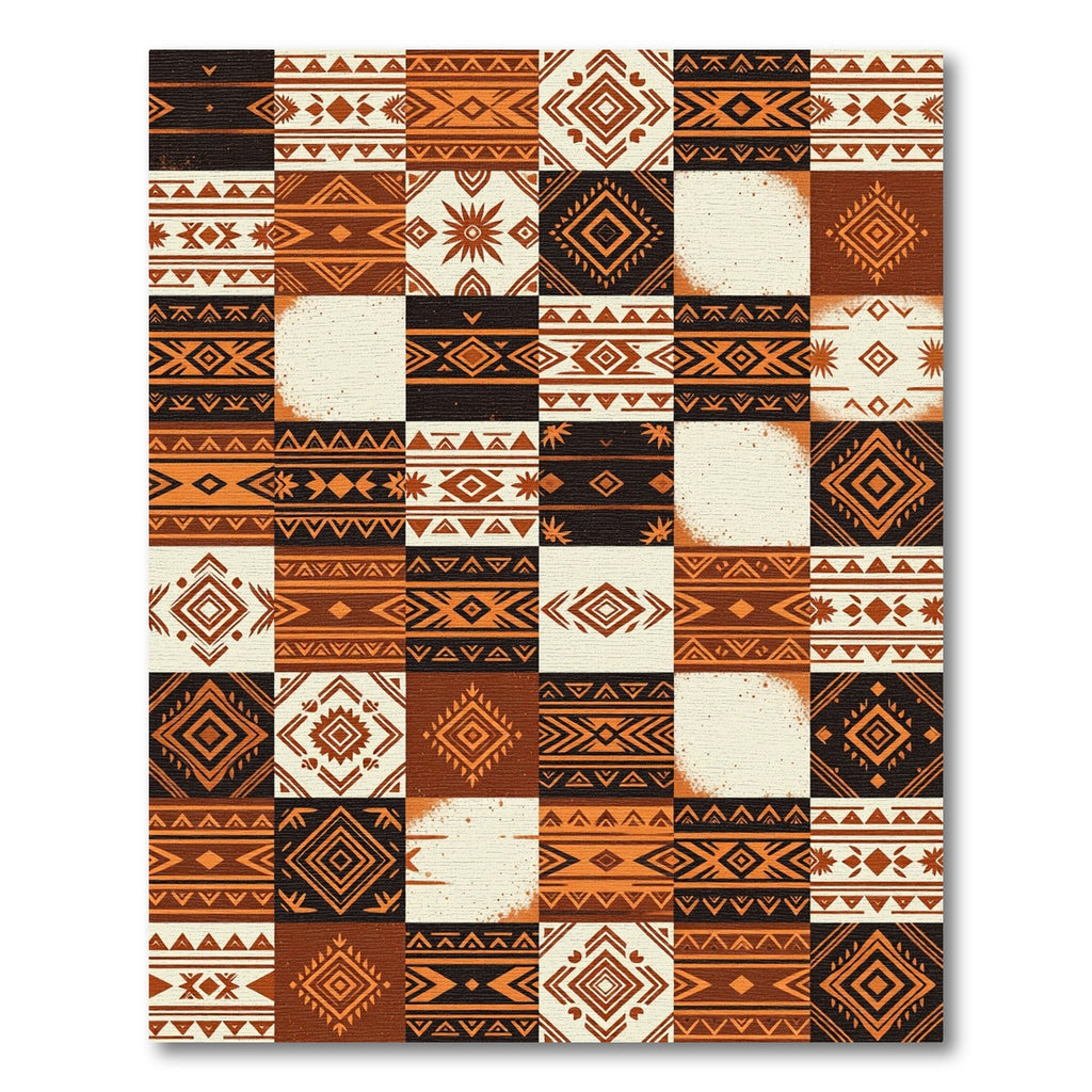 Tribal Ochre Geometric Patchwork Rug