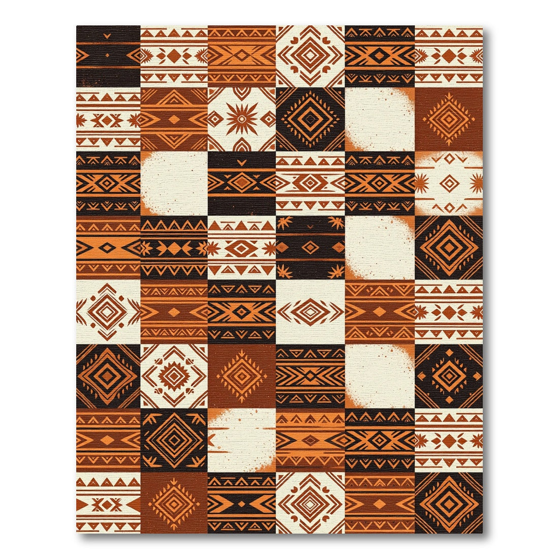 Tribal Ochre Geometric Patchwork Rug