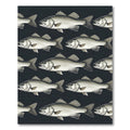 Charcoal Black and White Fish School Rug