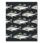 Charcoal Black and White Fish School Rug