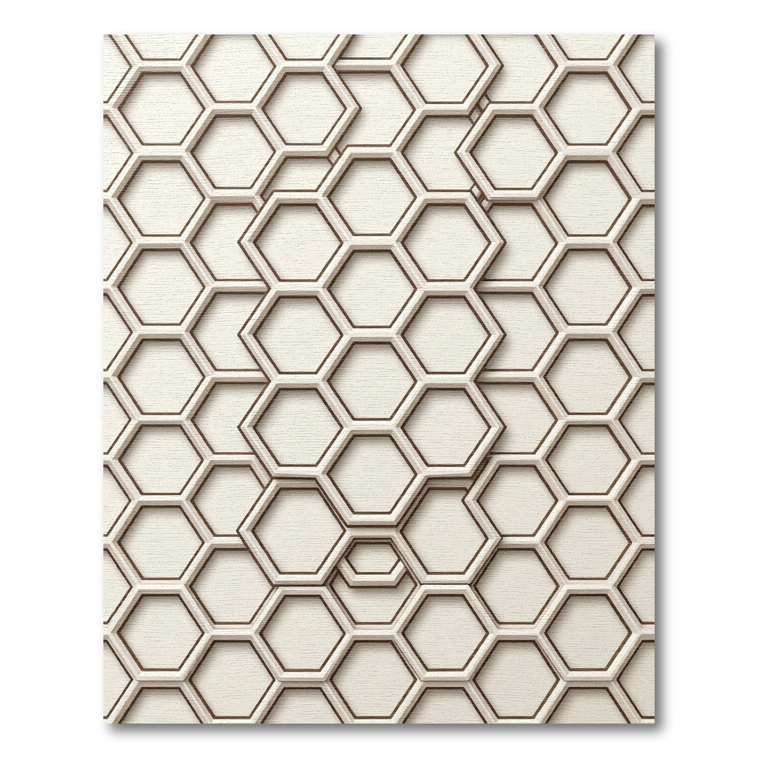 Sophisticated Cream Geometric Hexagon Tile Rug