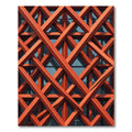 Bold Terracotta Structural Grid Lattice Rug