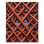 Bold Terracotta Structural Grid Lattice Rug