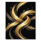Golden Swirling Abstract Ribbon Art Rug