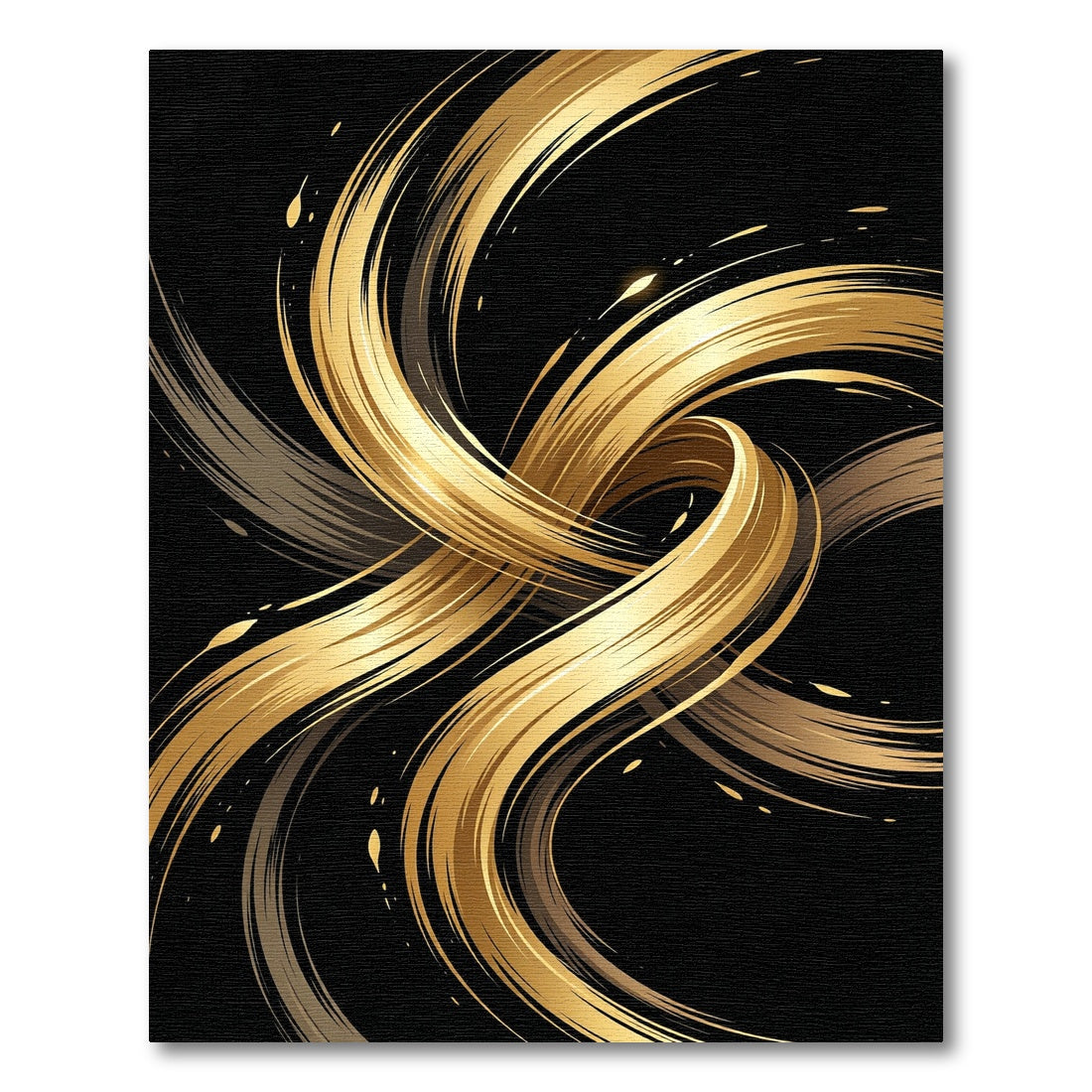 Golden Swirling Abstract Ribbon Art Rug