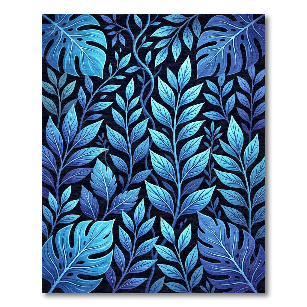 Vibrant Blue Tropical Foliage Rug