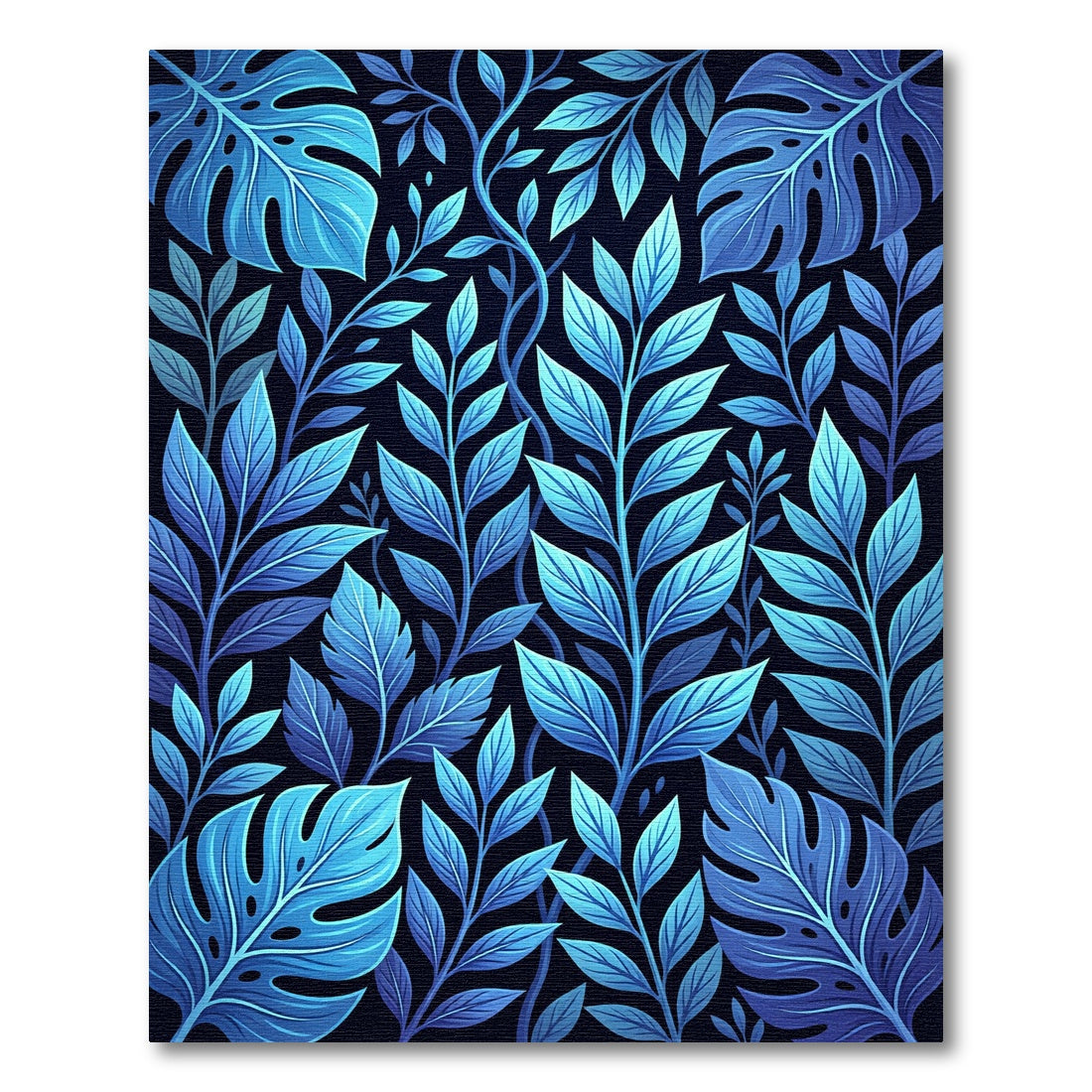 Vibrant Blue Tropical Foliage Rug