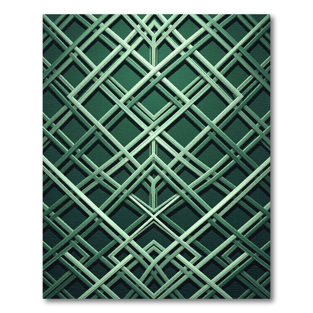 Emerald Art Deco Interlocking Lattice Rug
