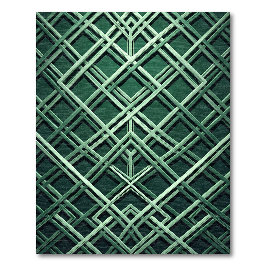 Emerald Art Deco Interlocking Lattice Rug