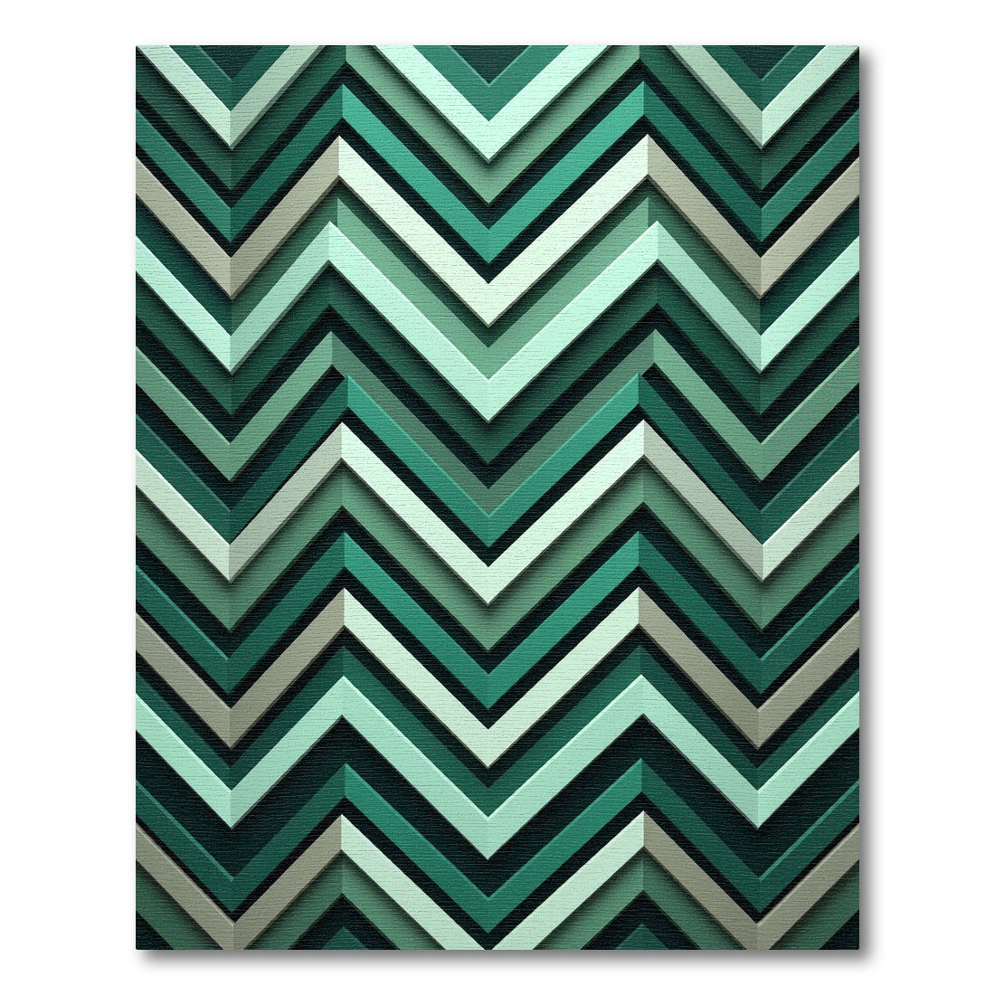 Deep Teal Zigzag Chevron Pattern Rug