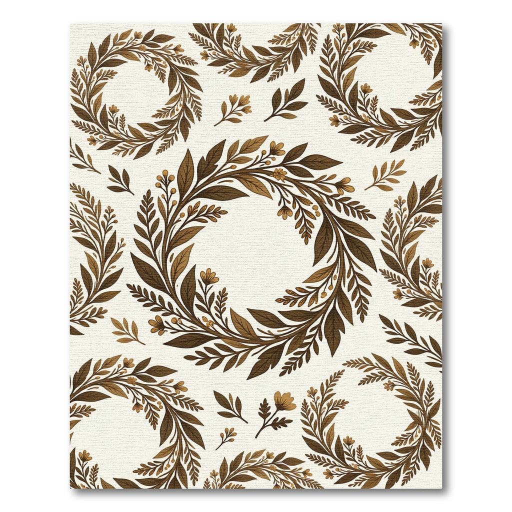 Brown Leaf Wreath Flourish Accent Rug