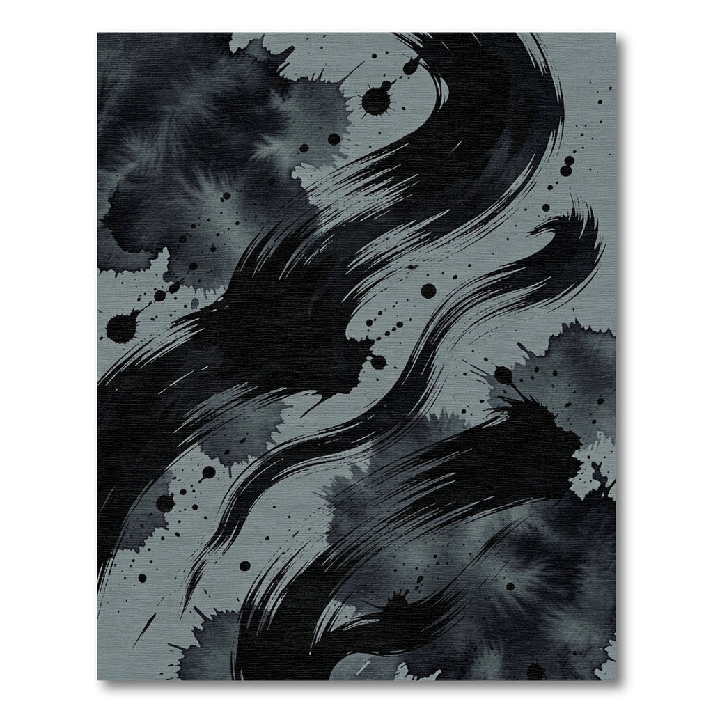 Monochromatic Ink Brush Stroke Rug
