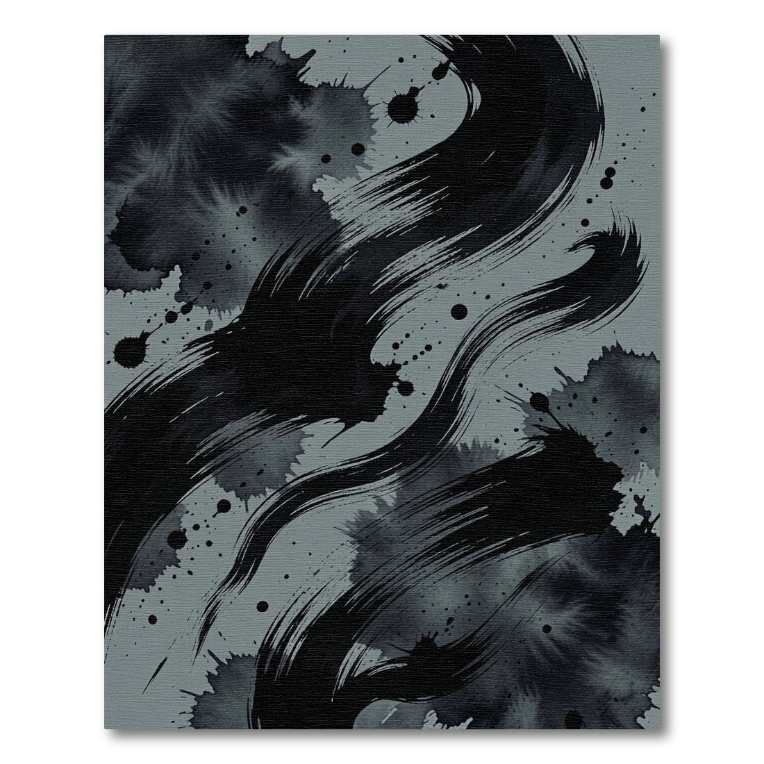 Monochromatic Ink Brush Stroke Rug