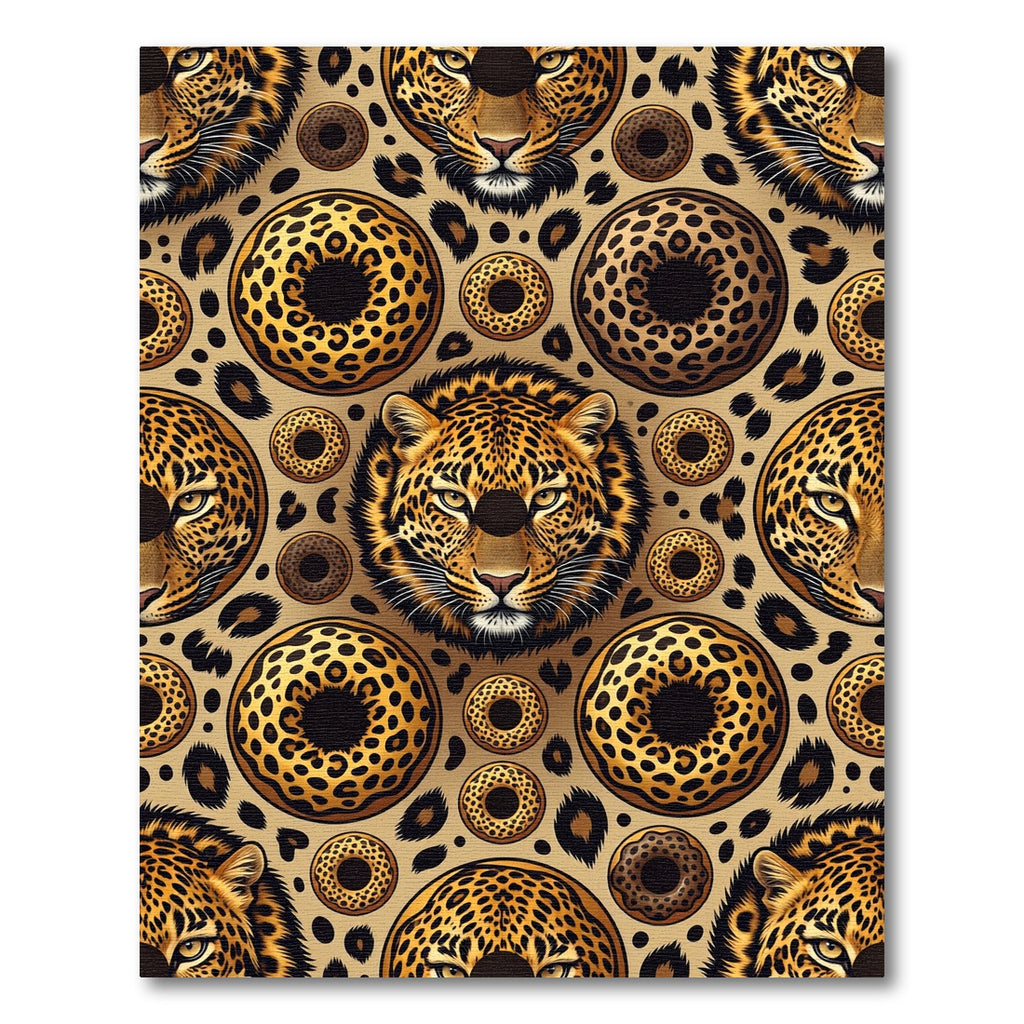 Golden Leopard Head and Donut Repeat Rug